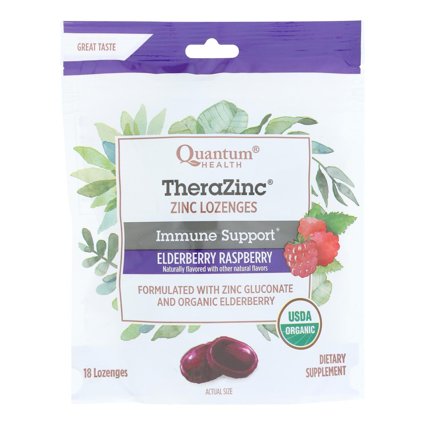 Zinc Lozenges - Elderberry Raspberry, 18 Count