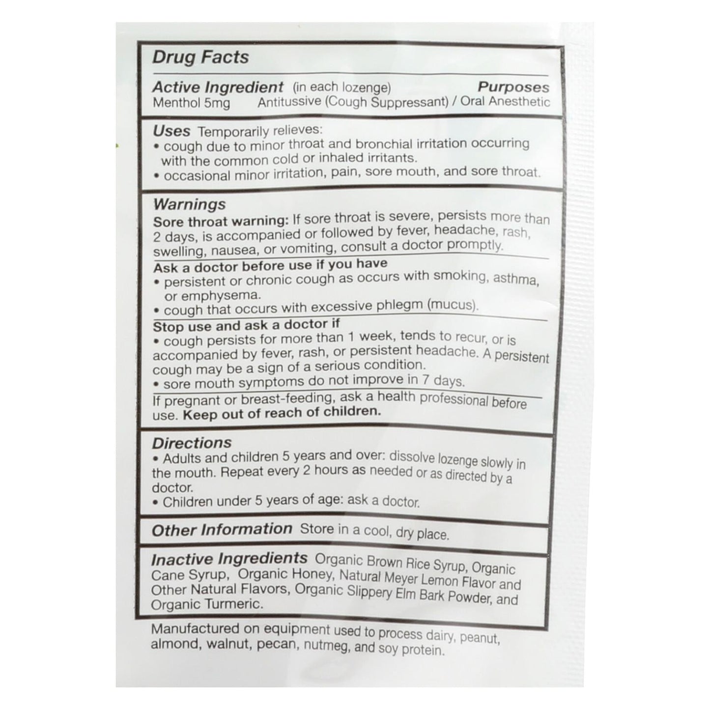 Quantum Organic Cough Lozenges - Meyer Lemon & Honey 18ct