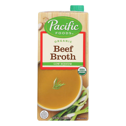 Pacific Foods Low Sodium Beef Broth, 12 Pack, 32 Fl Oz