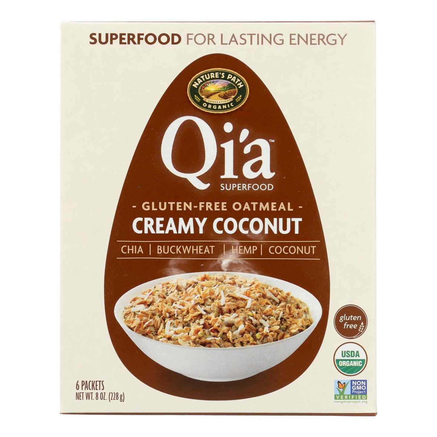 Nature's Path Qi'A Organic Coconut Oatmeal, 6 Pack, 8 oz
