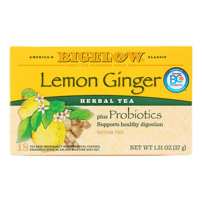 Bigelow Lemon Ginger Herbal Tea, 6-Pack (18 Bags Each)