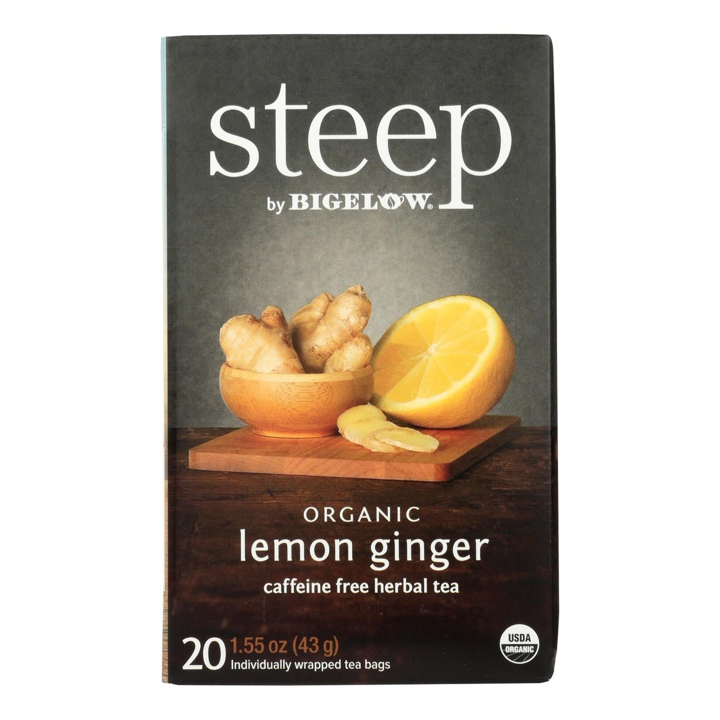 Steep By Bigelow Organic Lemon Ginger Tea, 6 Pack (20 Bags)