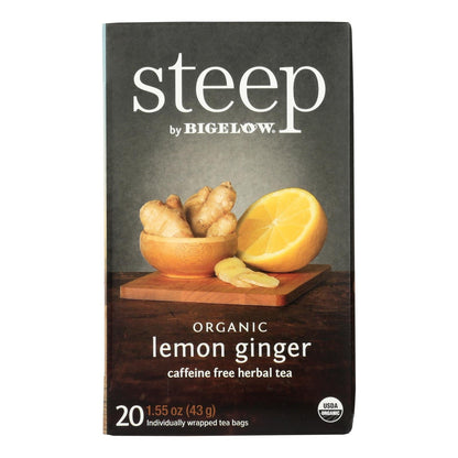 Steep By Bigelow Organic Lemon Ginger Tea, 6 Pack (20 Bags)