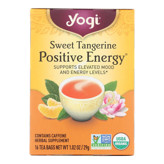 Yogi Sweet Tangerine Energy Herbal Tea, 16 Bags, Case of 6