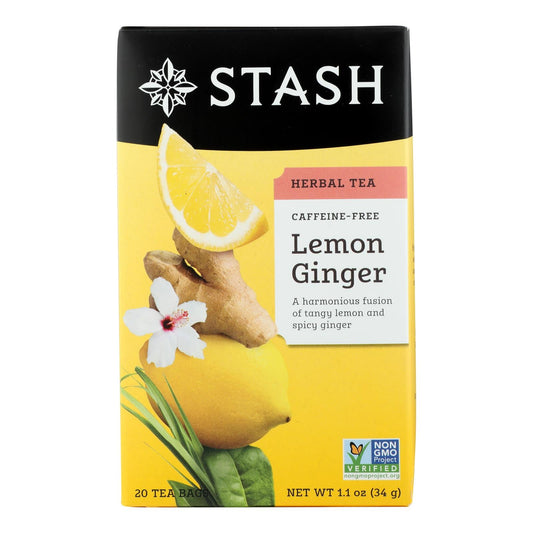 Stash Tea - Herbal - Lemon Ginger - 20 Bags - Case Of 6