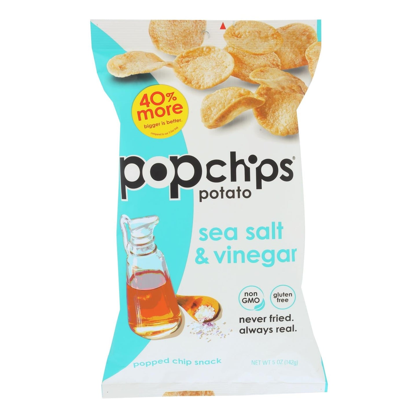 Popchips Sea Salt & Vinegar Chips, 12-Pack, 5 oz Each