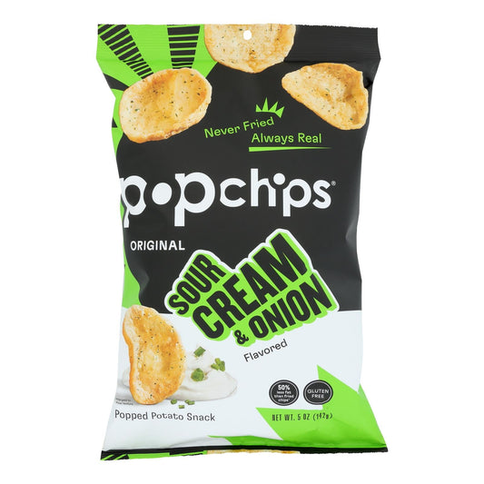 Popchips Sour Cream & Onion Potato Chips, 12-pack, 5 oz