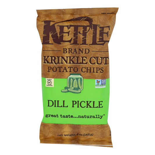 Kettle Krinkle Cut Dill Pickle Chips, 5 Oz, Case of 15