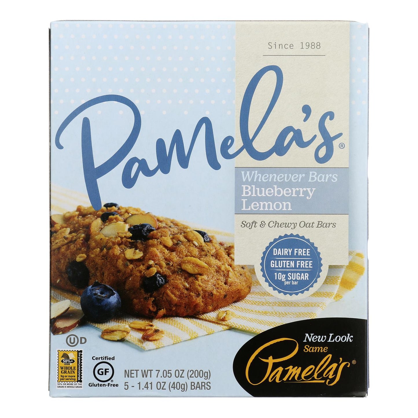 Pamela's Blueberry Lemon Oat Bars, 6-Pack, 1.41 Oz Each