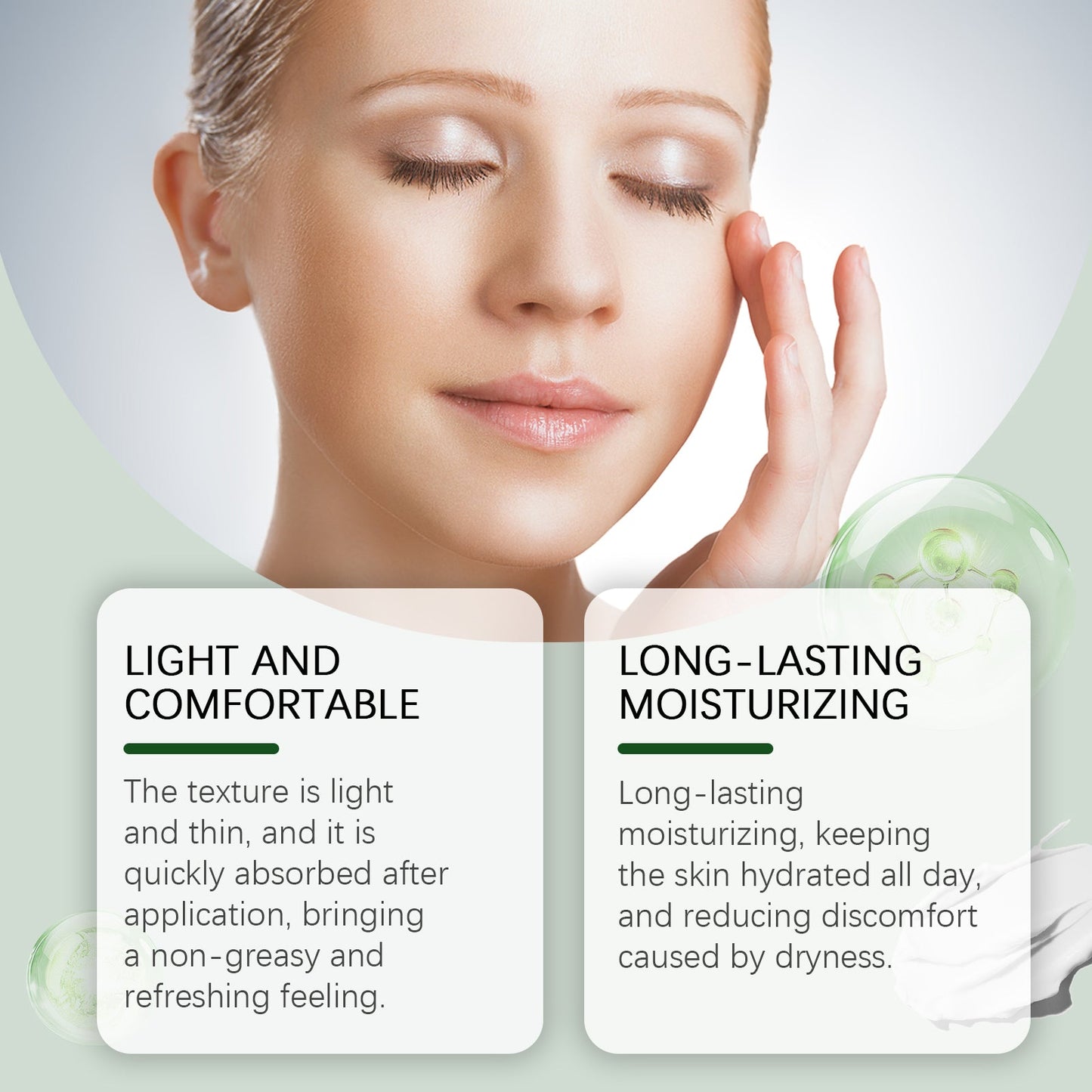 EELHOE Green Tea Protective Cream Outdoor Protective Refreshing Smooth Delicate Facial Acne Skin Daily Care Cream