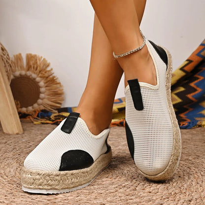 Mesh Espadrille Platform Slip-Ons