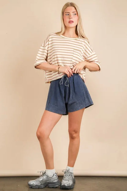 VERY J Mineral Washed Comfy Baggy Shorts
