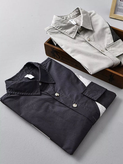 Men's Plus Size Casual Color Block Short Sleeve Shirt