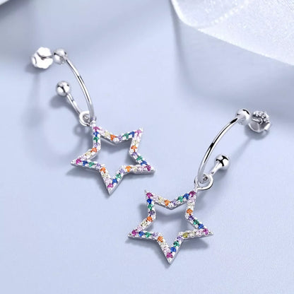 Star C-Hoop Dangle Earrings