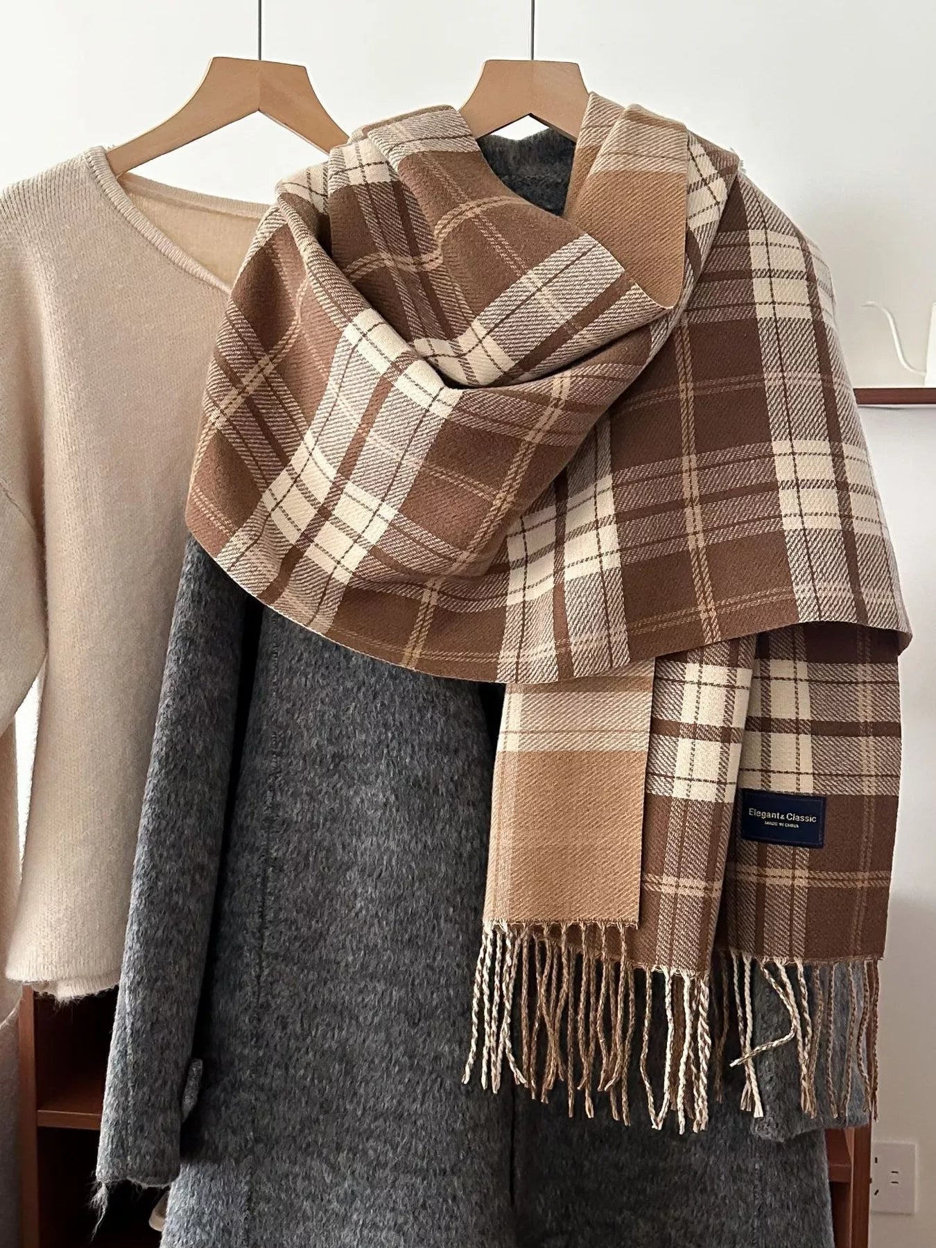 Classic Fringe Plaid Scarf