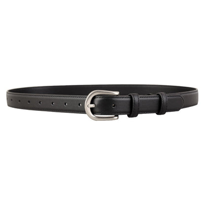 Classic Leather Belt with Silver Buckle