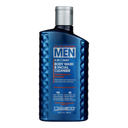 Giovanni 2-in-1 Body & Face Wash for Men, 16.9 oz
