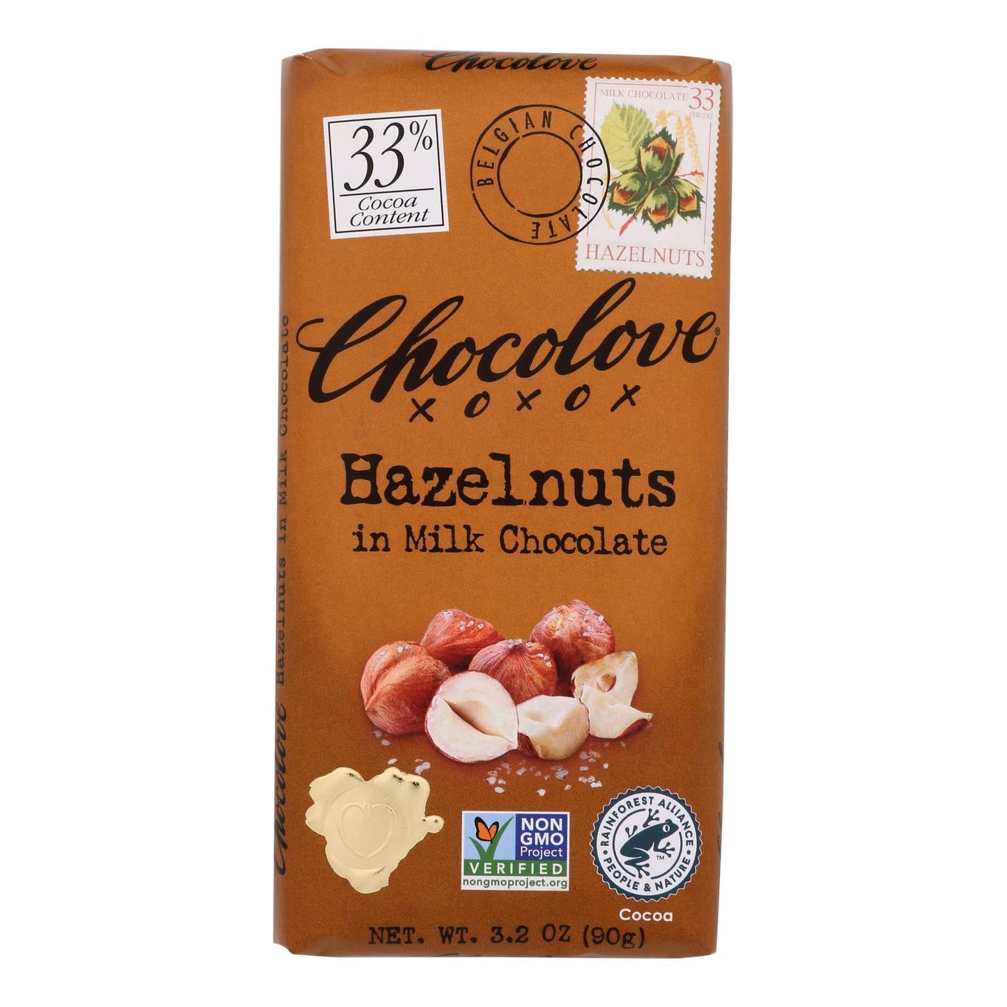 Chocolove Milk Chocolate Hazelnut Bars, 3.2 oz, 12-Pack