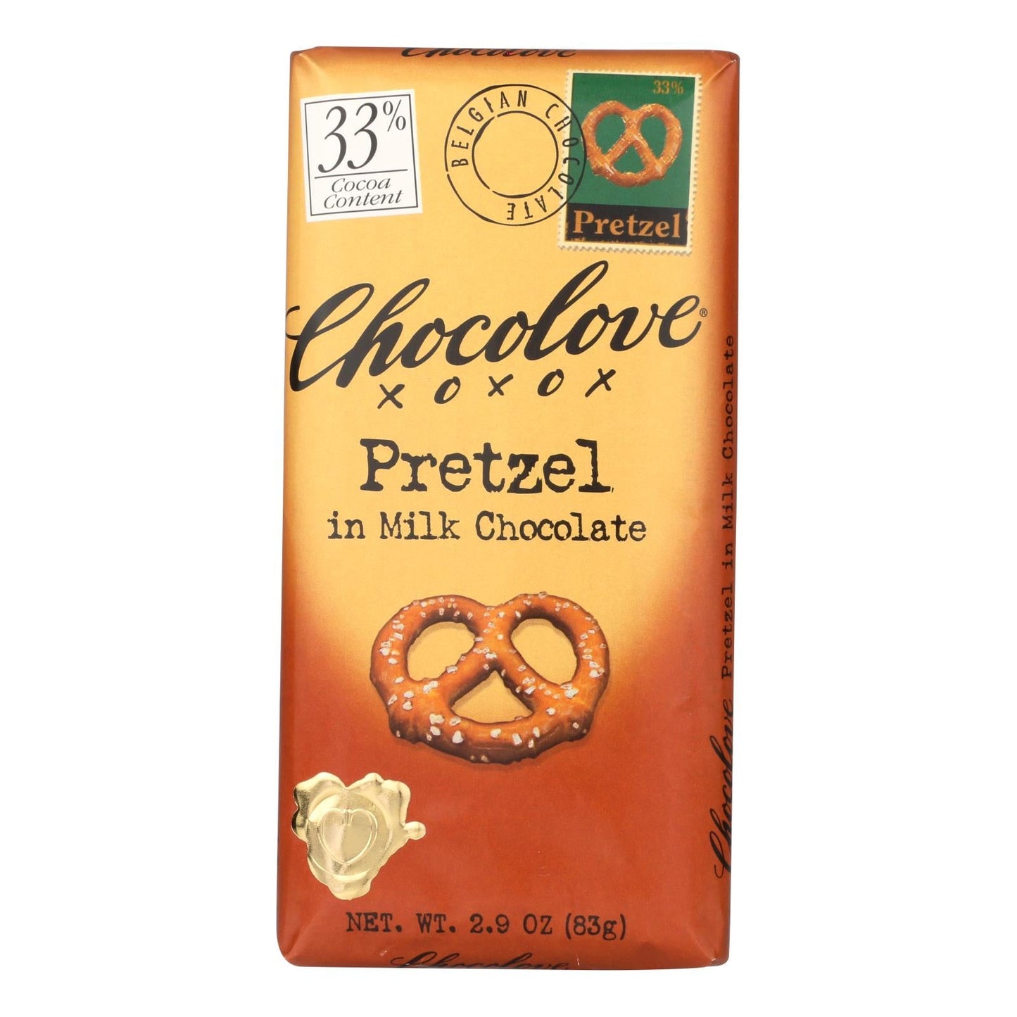 Chocolove Milk Chocolate Pretzel Bars, 2.9 oz, Pack of 12