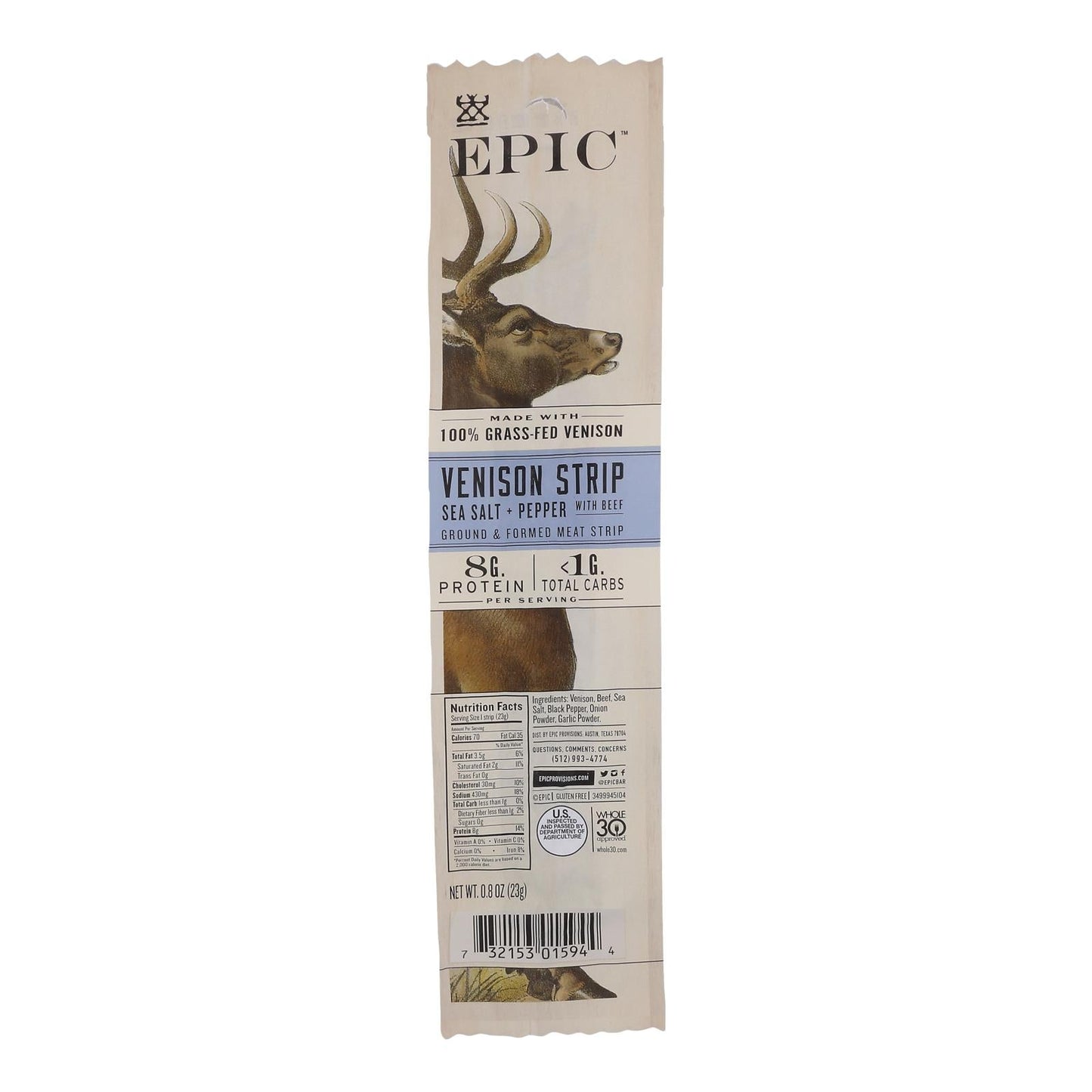 Epic - Strips - Venison Steak - Case Of 20 - .8 Oz