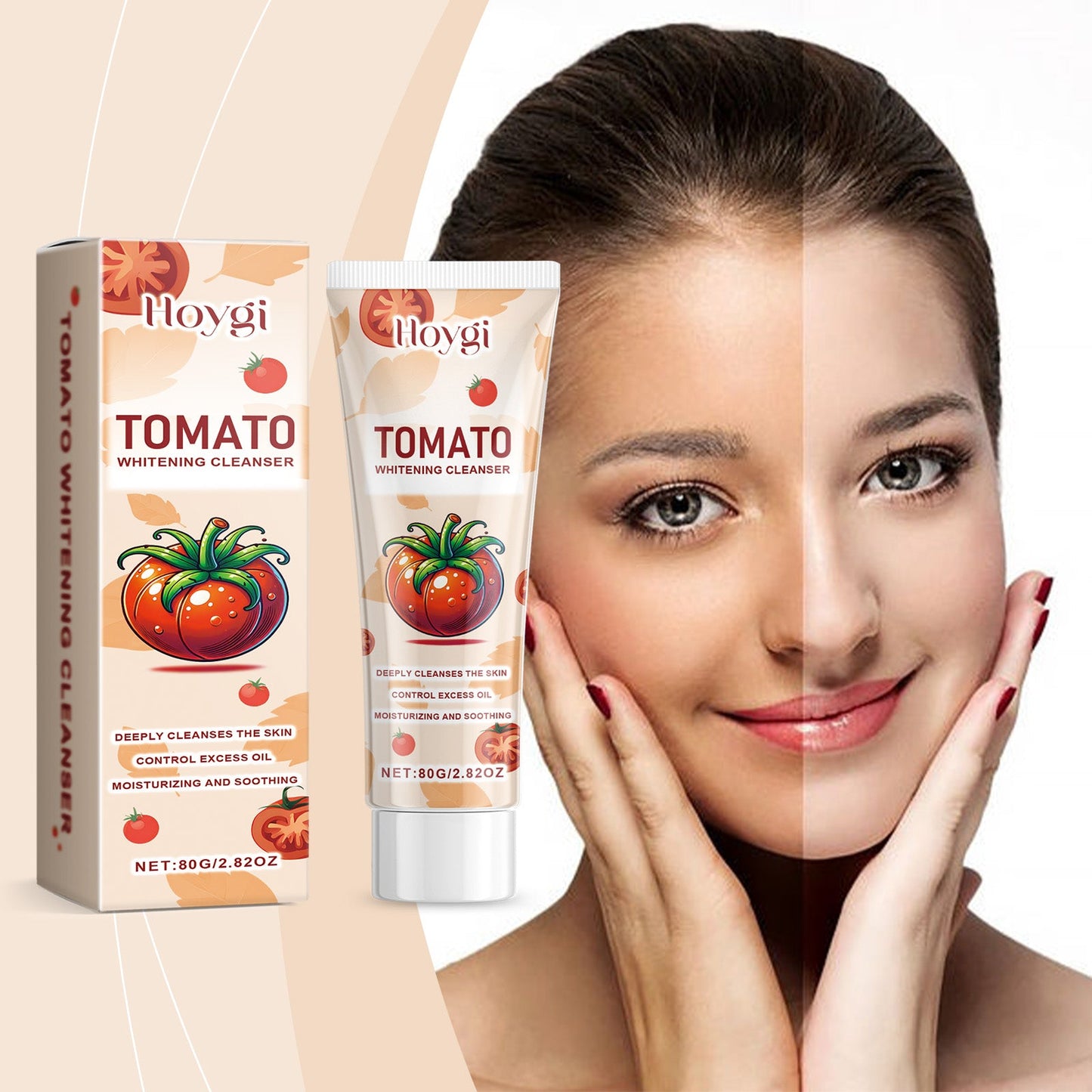 Hoygi Tomato Cleanser Gently Cleans Skin Pores Refreshing Oil Control Moisturizing Skin Cleanser