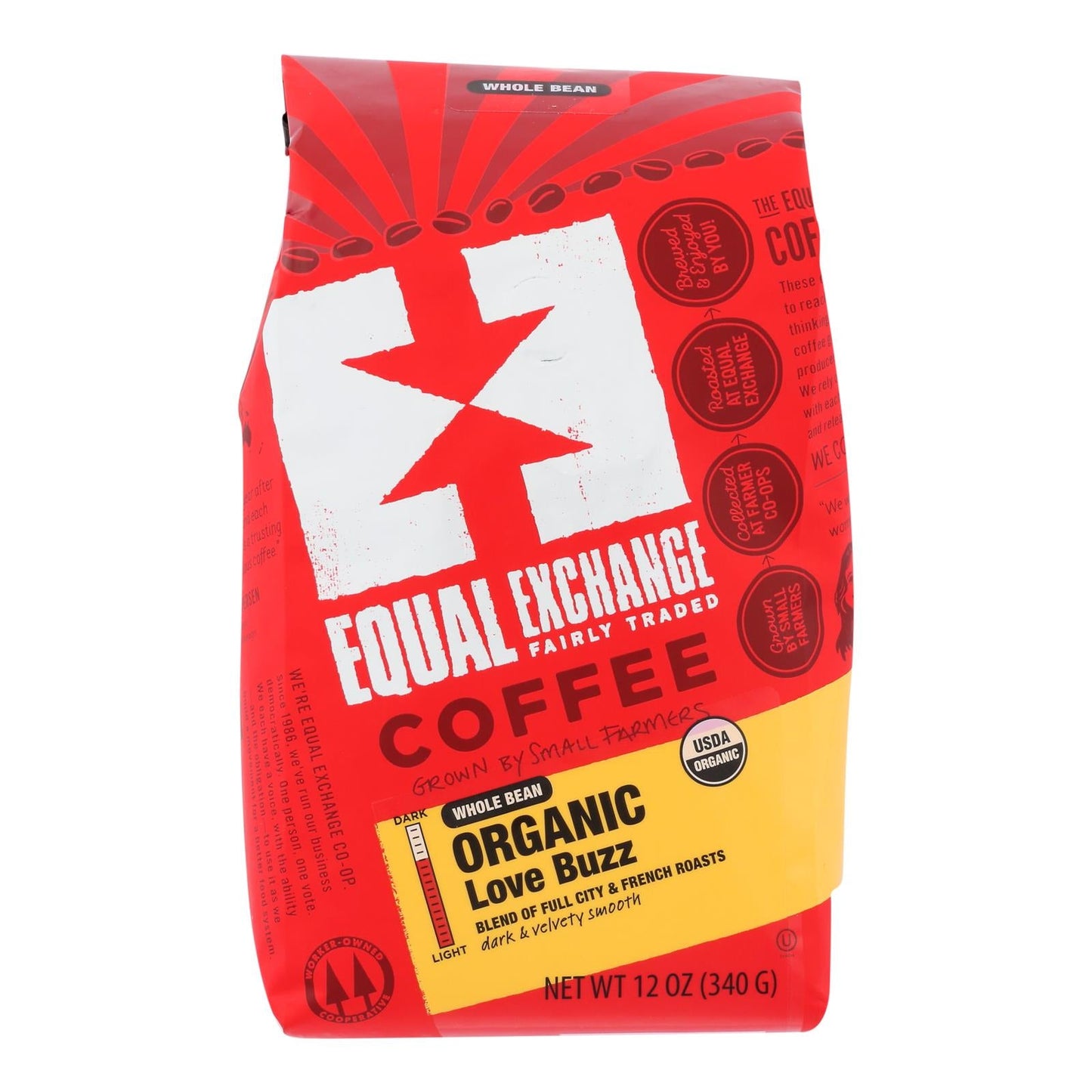 Equal Exchange Organic Love Buzz Whole Bean Coffee, 6x12oz