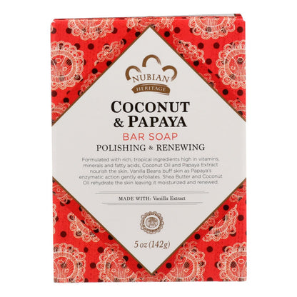 Nubian Heritage Coconut Papaya Soap with Vanilla - 5 Oz