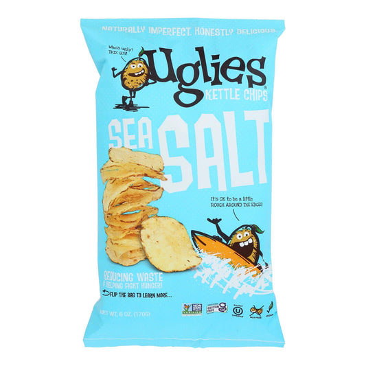 Uglies Sea Salt Kettle Chips - 12 Pack, 6 Oz Each
