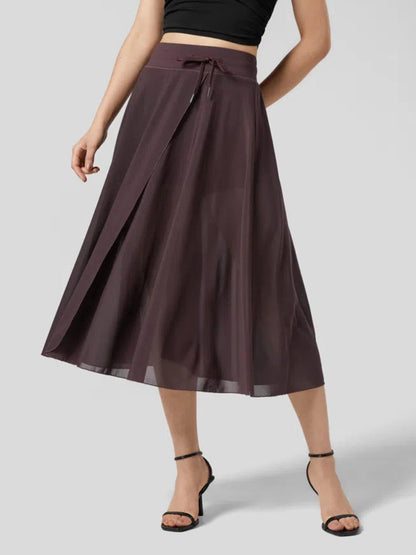 Slit Flowy Skirt with Shorts Liner
