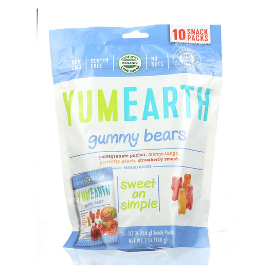 Yummy Earth Organic Gummy Bears, Snack Pack, 12x10 Count