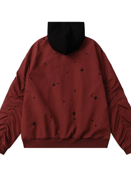 Men's Star Zip Up Hooded Jacket