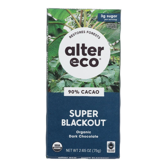Alter Eco Organic Dark Super Blackout Chocolate, 12 Pack