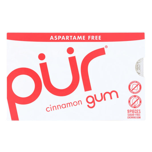 Pur Gum Cinnamon, Aspartame-Free, 9 Pieces, Case of 12