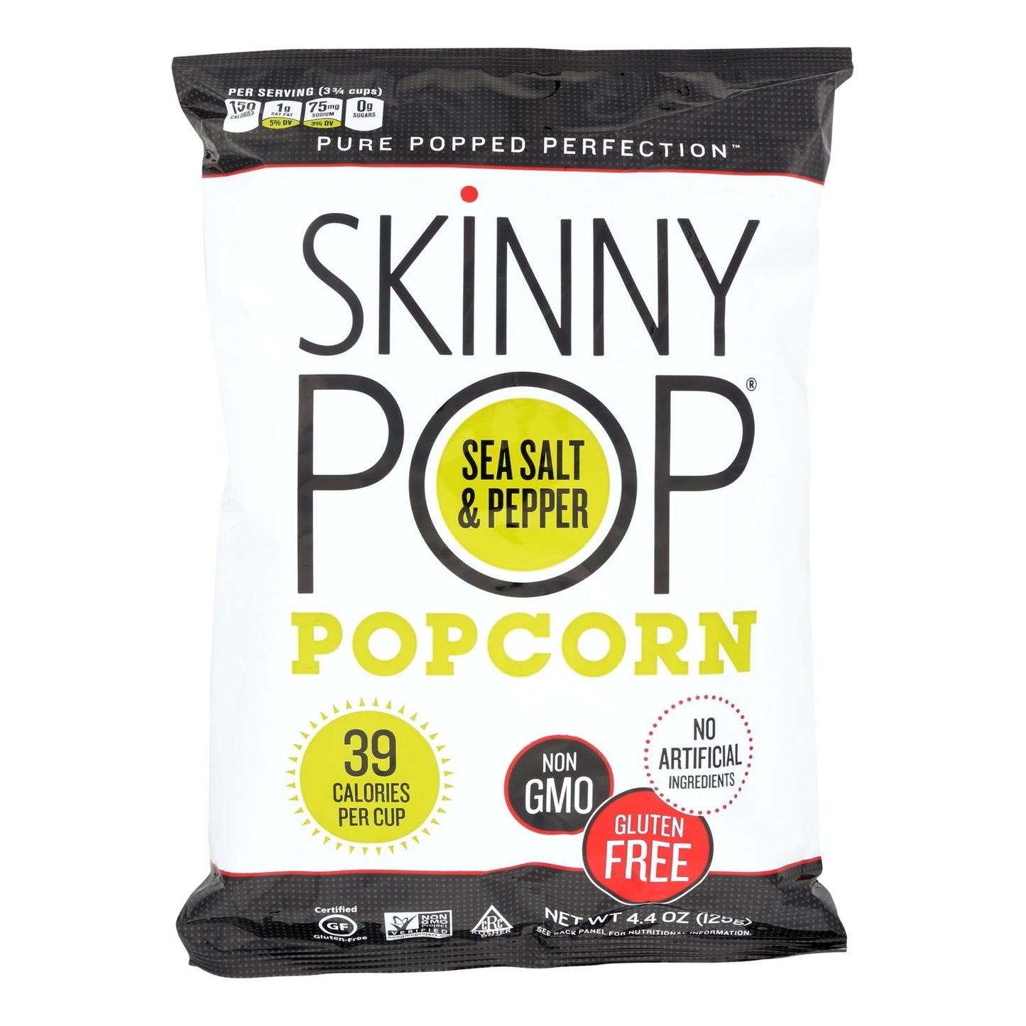 Skinnypop Sea Salt & Black Pepper Popcorn, 12 Pack, 4.4 Oz