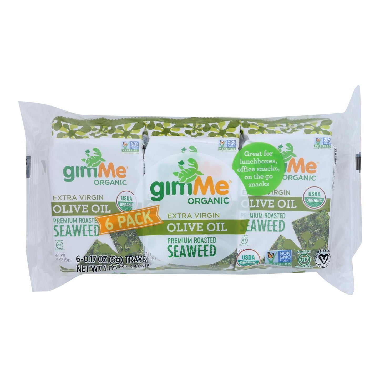 Gimme Organic Seaweed Snacks, EVOO, 8 Pack, .17 oz Each