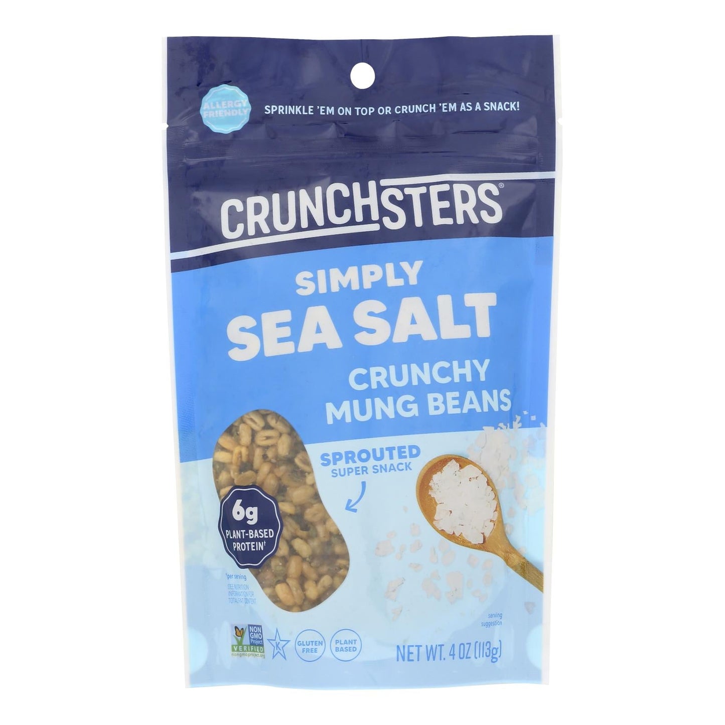 Crunchsters Sea Salt Sprouted Protein Snack, 6-Pack, 4oz