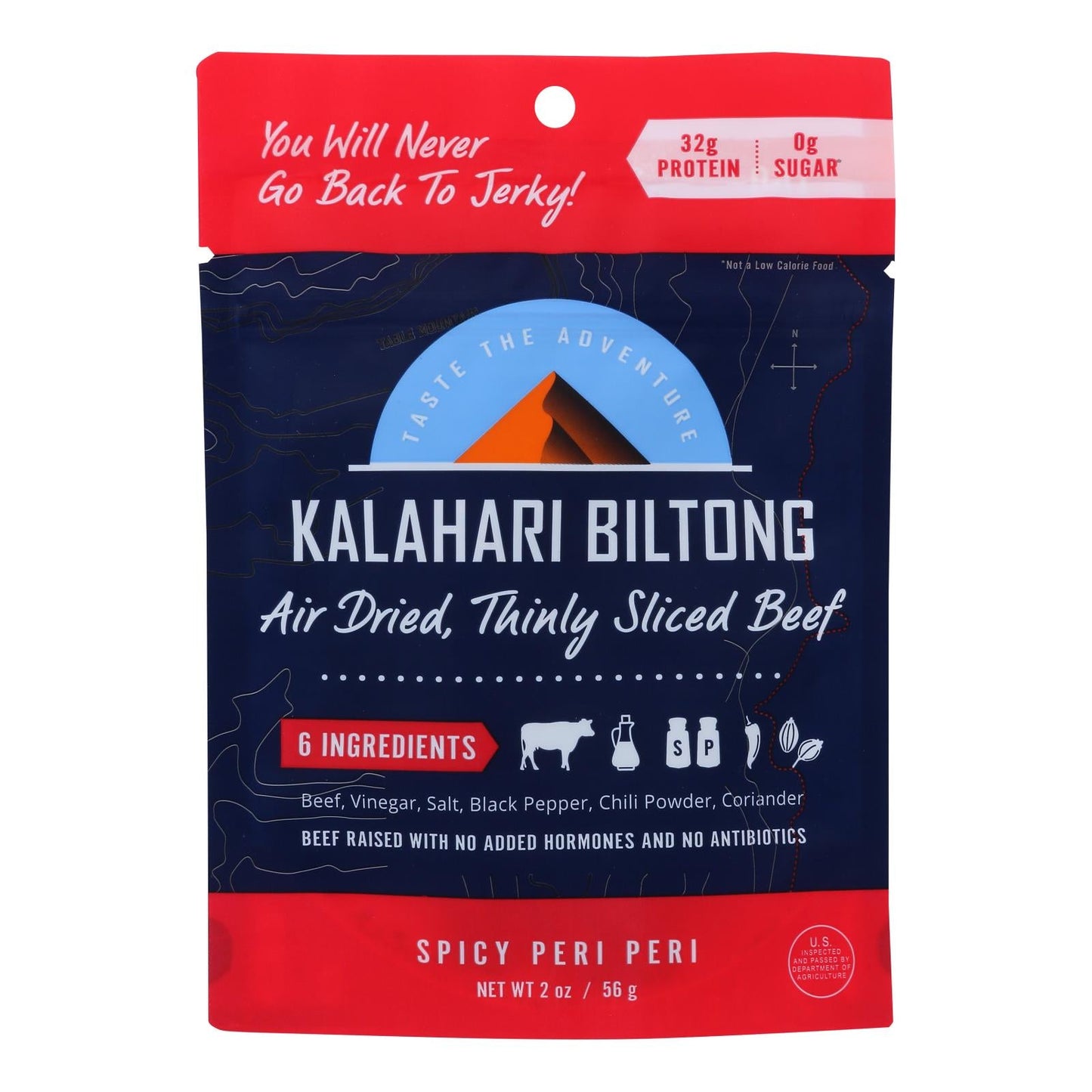 Kalahari Spicy Peri Peri Biltong - 8 Pack, 2 Oz Each