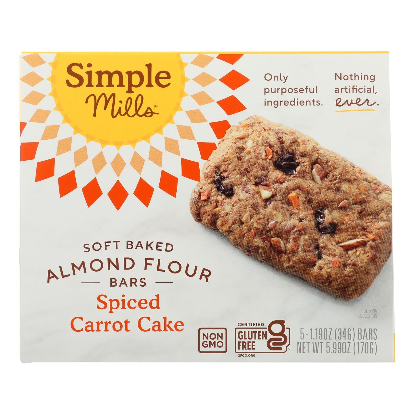 Simple Mills Soft Baked Spice Carrot Cake Bars, 6-Pack