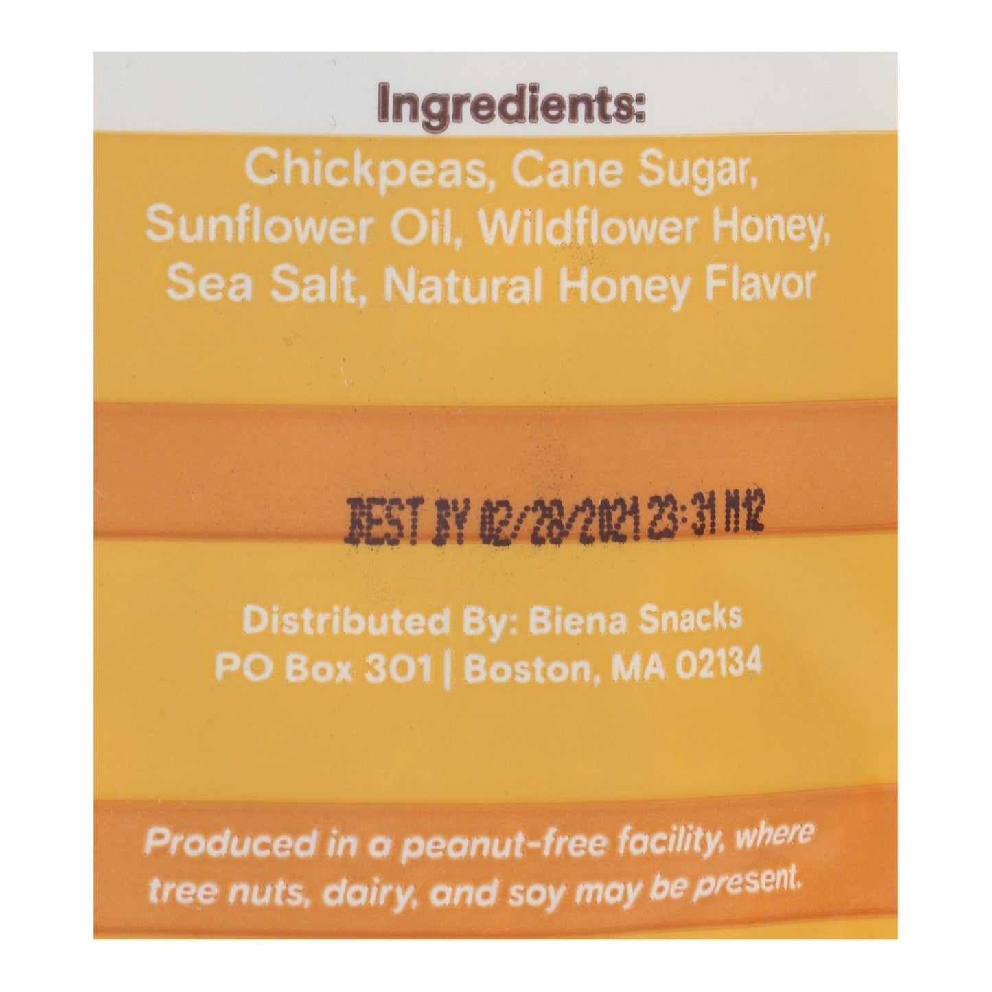 Biena Chickpea Snacks - Honey Roasted - Case Of 8 - 5 Oz.
