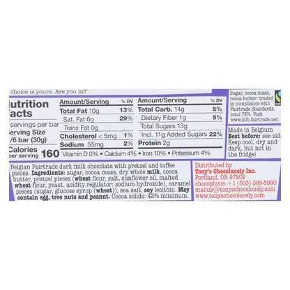 Tony's Dark Pretzel Toffee Chocolate, 15 Bars - 6.35 OZ