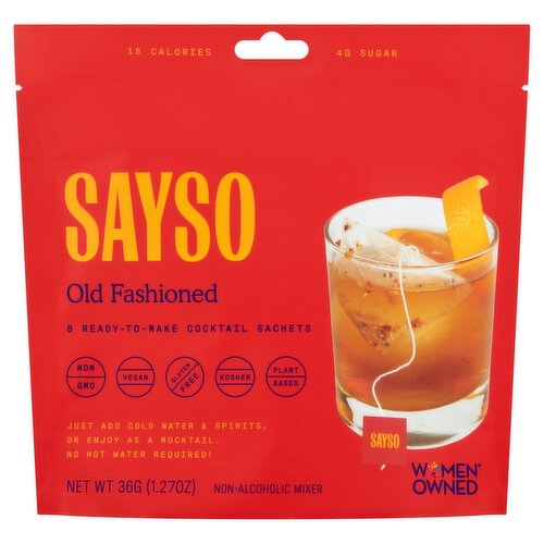 Sayso - Old Fashioned Cocktail Mixer, 1.27 oz (Case of 6) - Gluten-Free Kosher