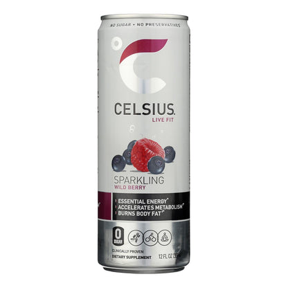 Celsius Wild Berry Sparkling Supplement - 12 Pack, 12 oz Each