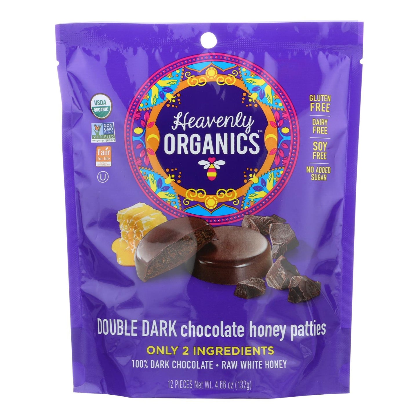 Heavenly Organics Double Dark Choc Honey Patties - 6 Pack