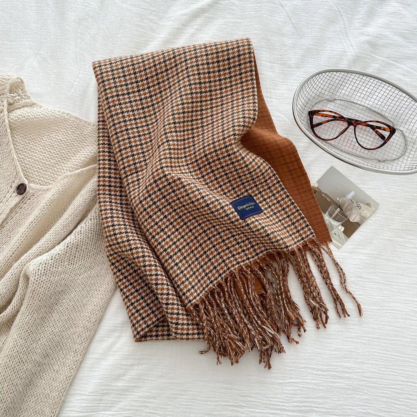 Plaid Fringe Warm Winter Scarf