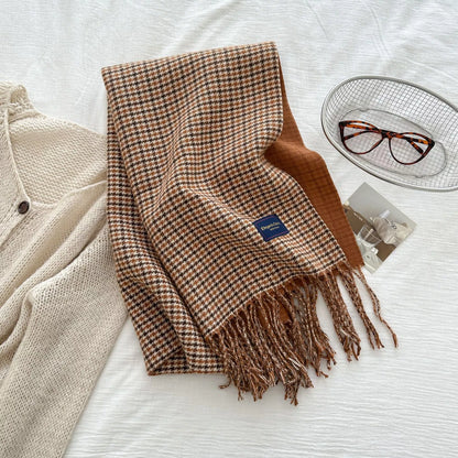 Plaid Fringe Warm Winter Scarf