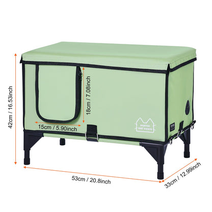 VEVOR Elevated Heated Cat House Cuboid Kitty Shelter With Heated Pad Green M