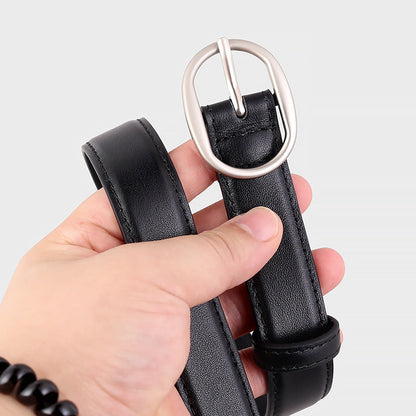 Oval Buckle Leather Belt