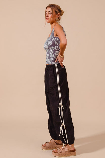 SO ME Loose Fit Jogger Pants With Double Lined Side Detail