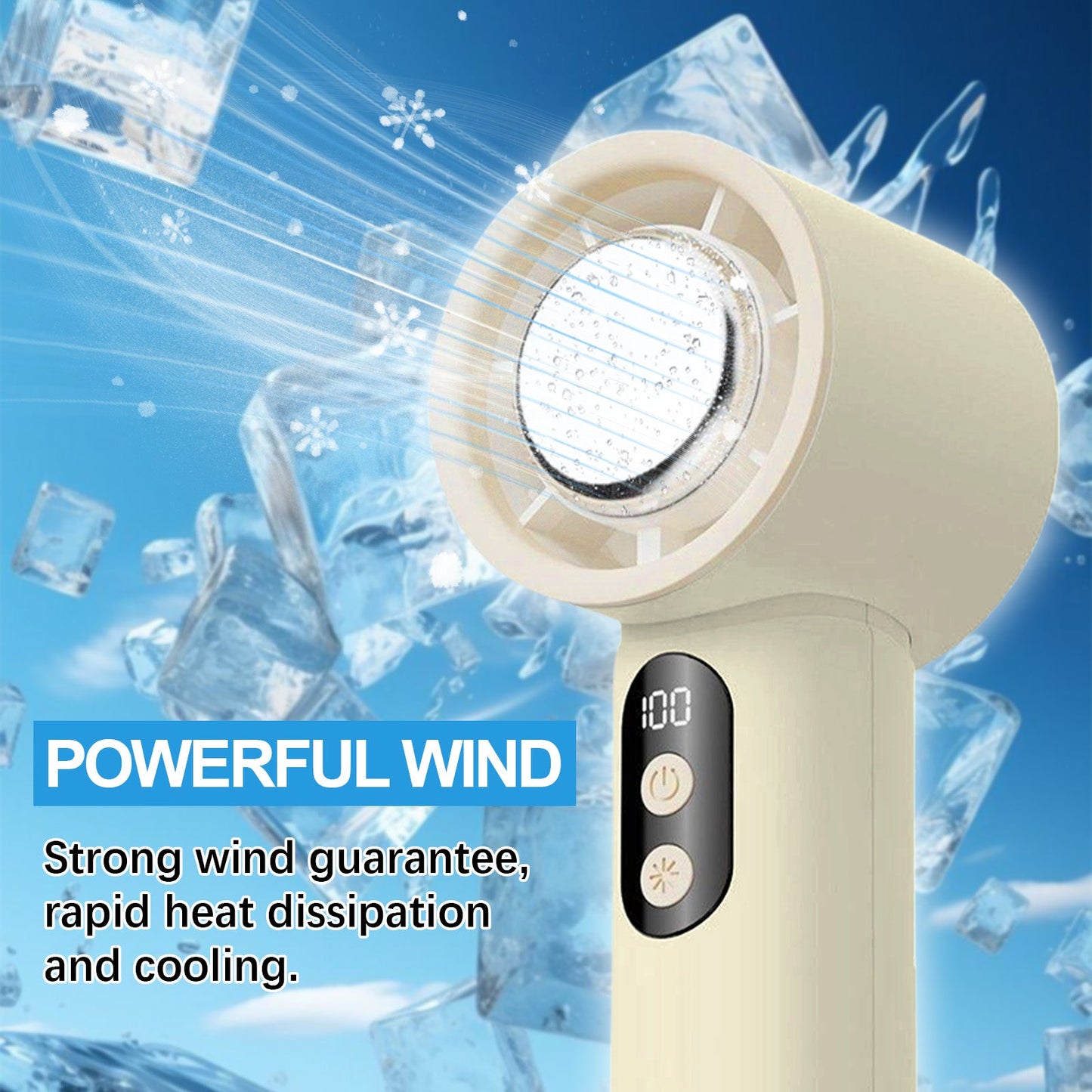 Ice Pack Handheld Fan Lotus White