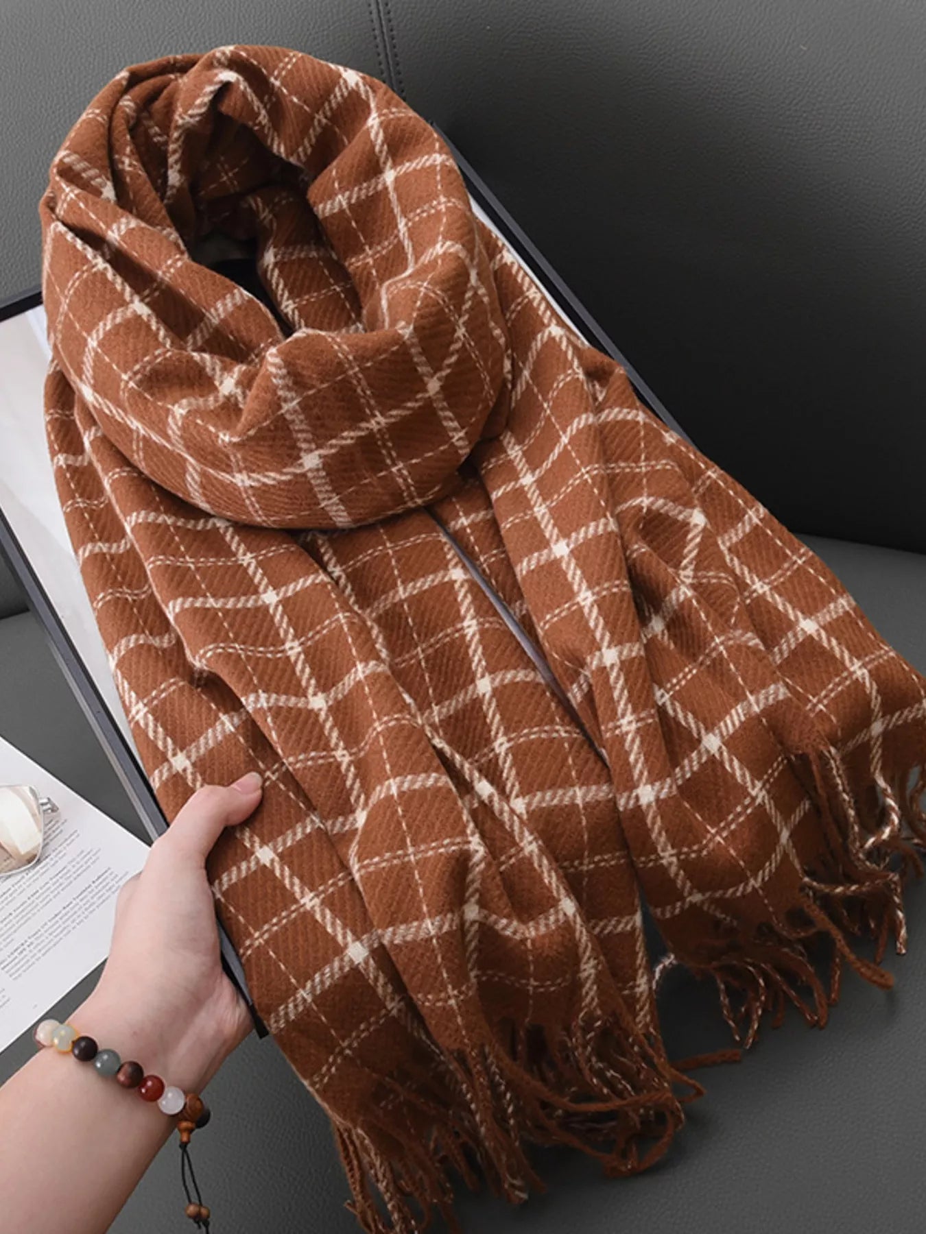 Classic Plaid Fringe Scarf
